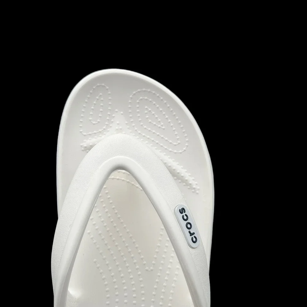 Crocs Bayaband Mens Flip Flop Sandals Size 7 White Navy Blue‎ Water Friendly